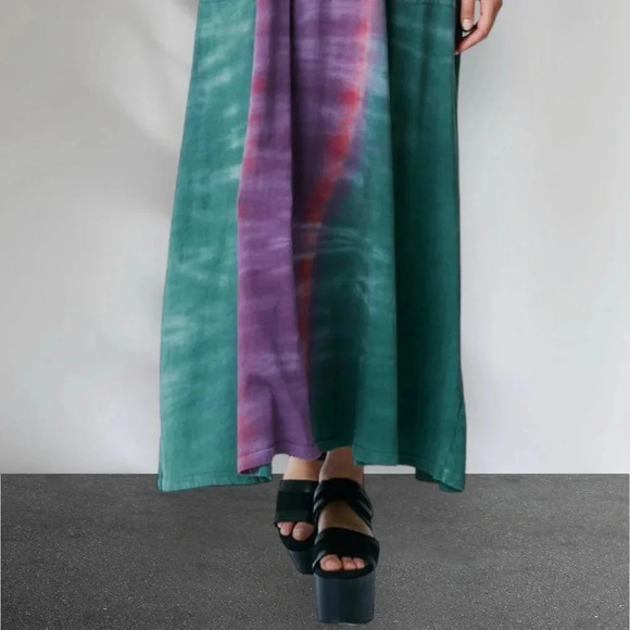 Raquel Allegra Fantasy Tiger Tie Dye Classic Jersey Sleeveless Drama Maxi Dress - Picture 4 of 10